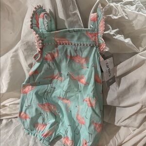 Carter's Aqua Flamingo Print Romper